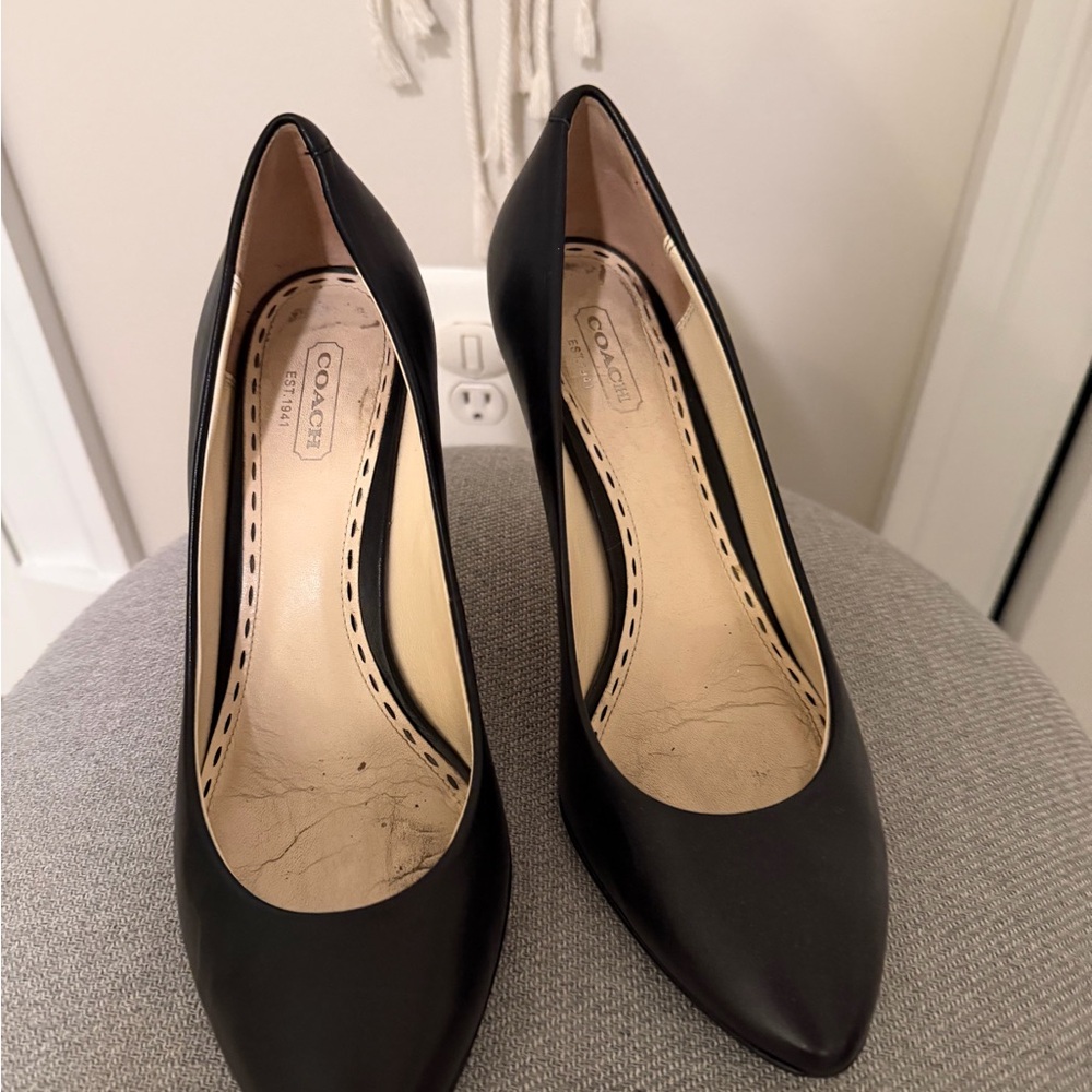 Coach Classic Black Leather Heels